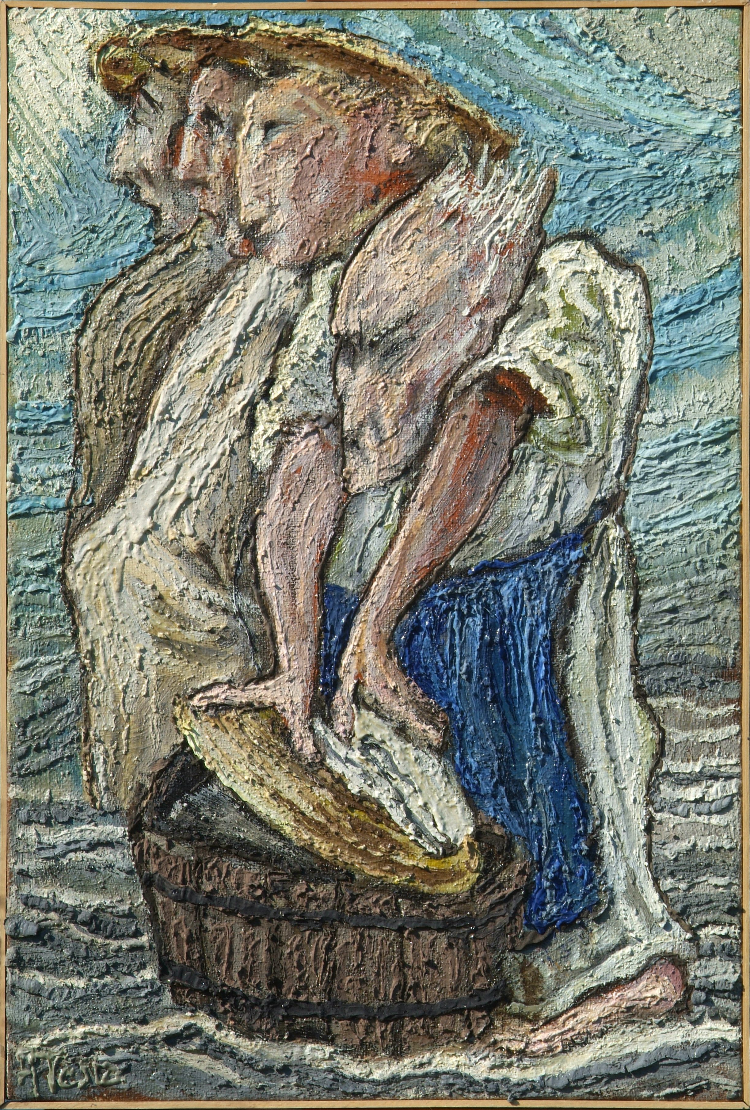 Il lavaggio dell’aureola, Olio su tele, cm 51 x 77, Anni ’80