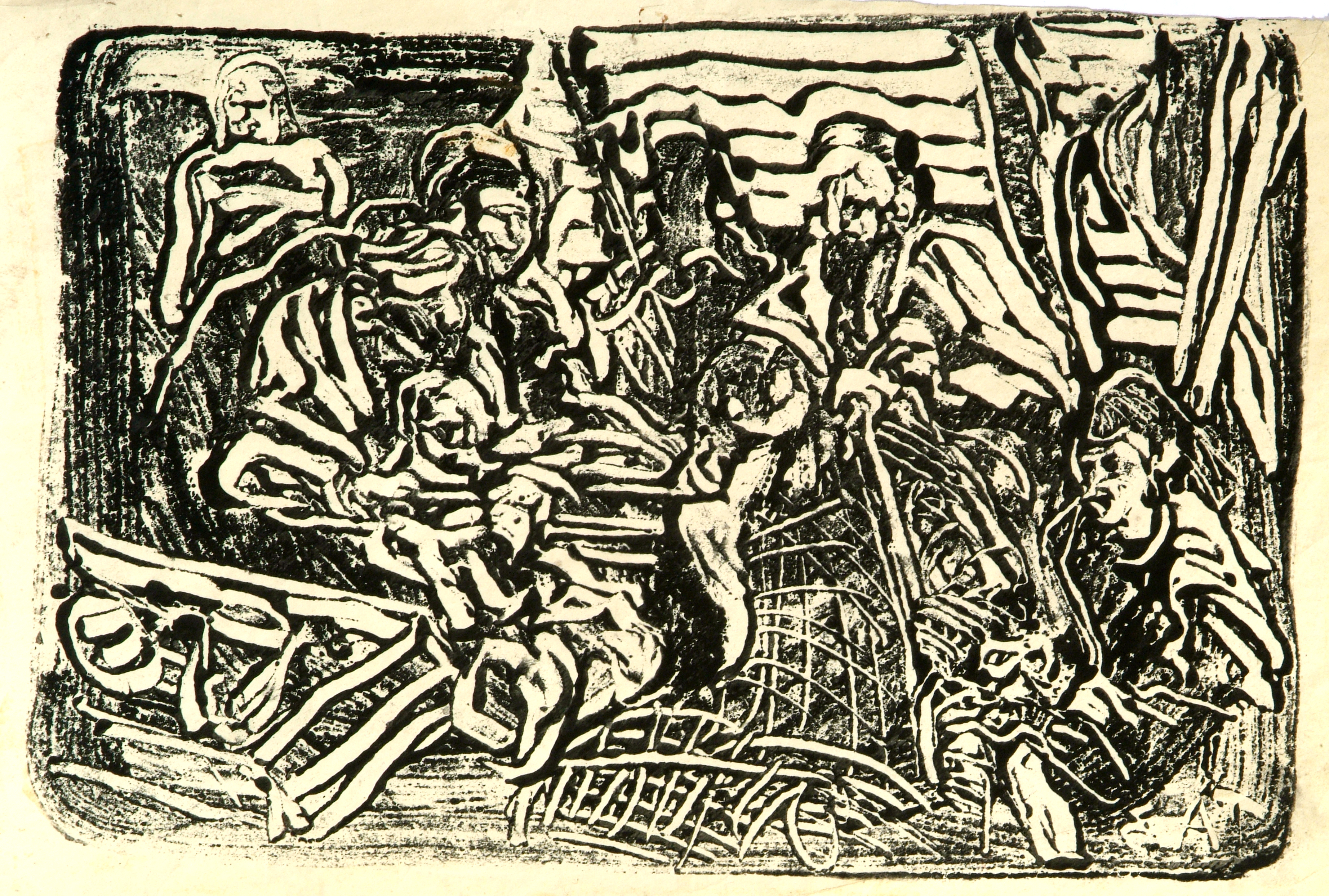 Bozzetto per il quadro di proprietà dei Paolini di Alba, Monotipo, cm 26 x 32, Anni ’80