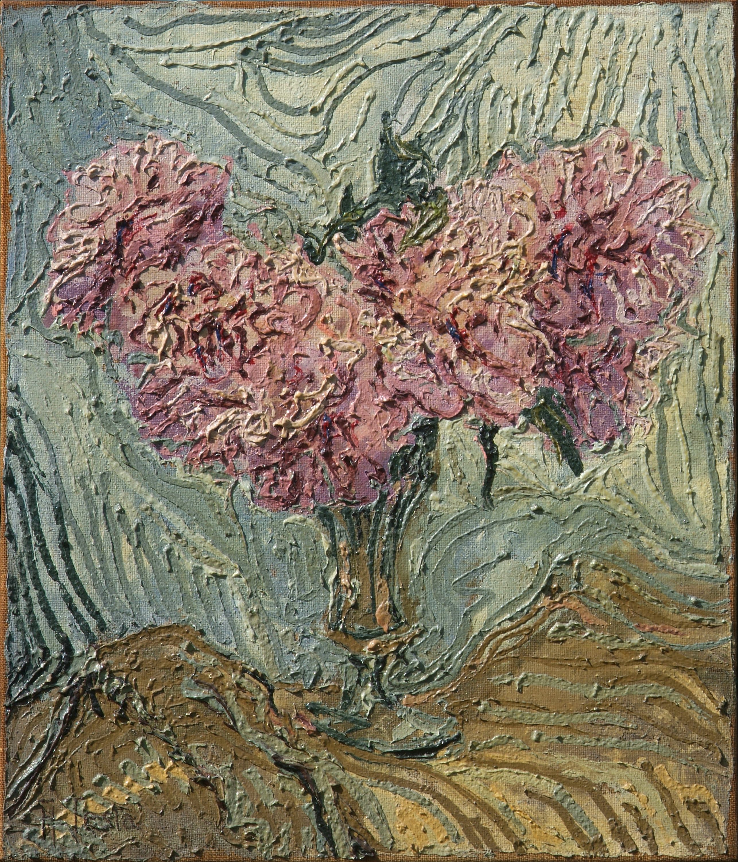 Fiori rosa salamini, Olio su tela, cm 60 x 70, Anni ’70