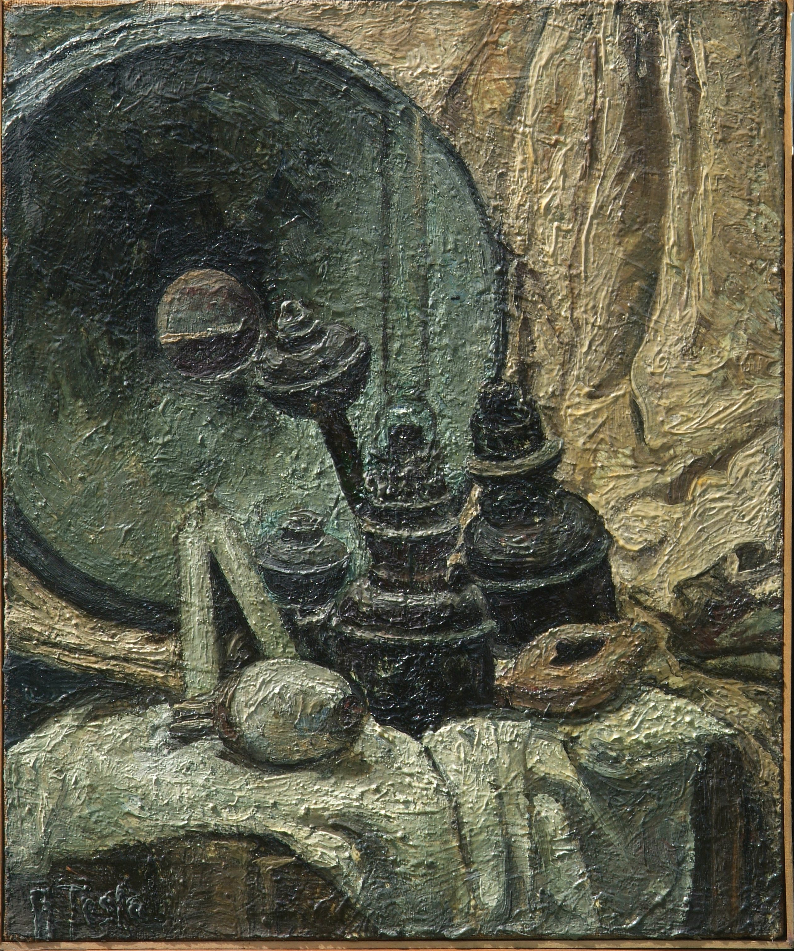Lampade a petrolio, olio su tela, cm 50 x 50, anni ’60