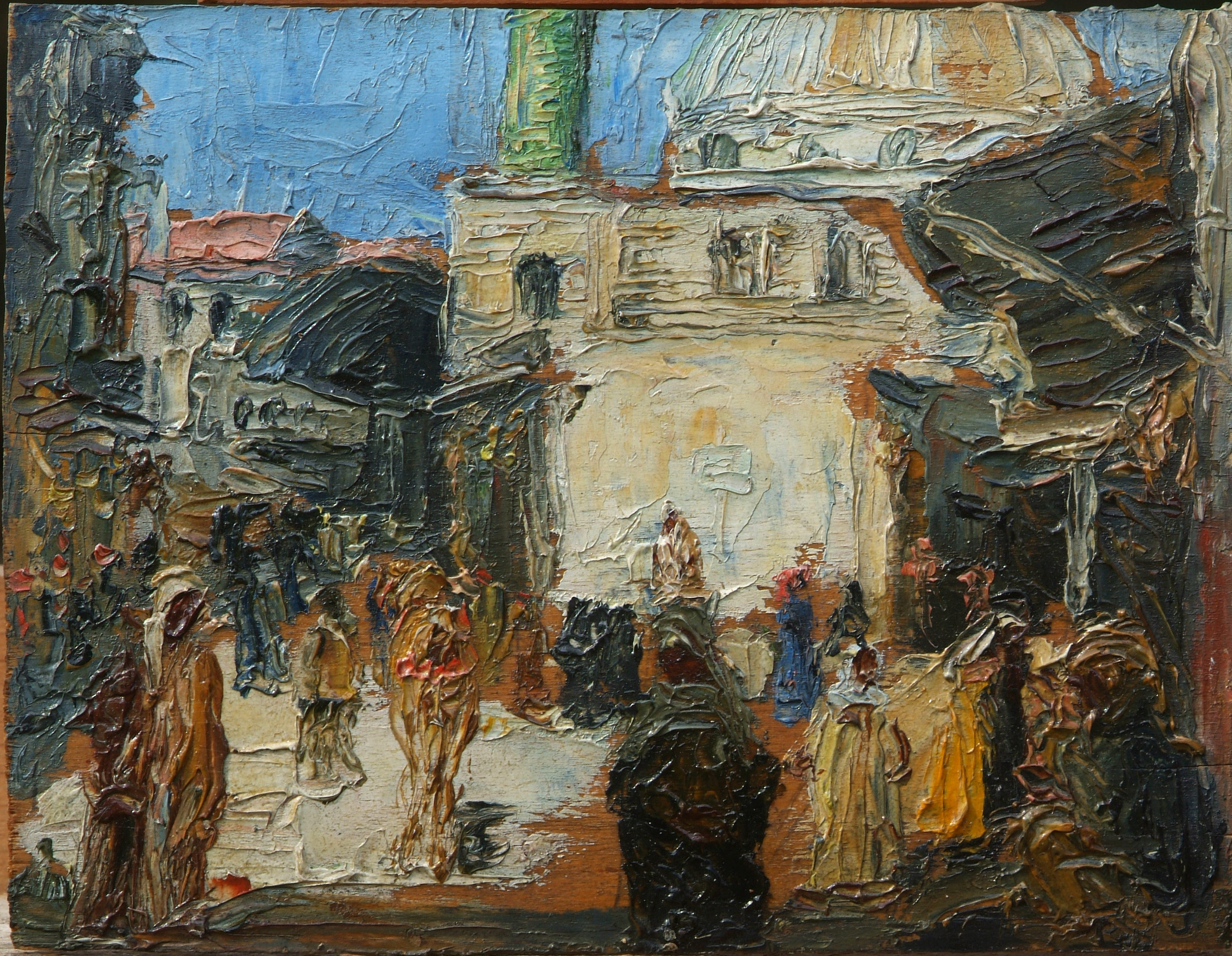 Mercato a Tripoli, olio su tavola, cm 19 x 15, 1928