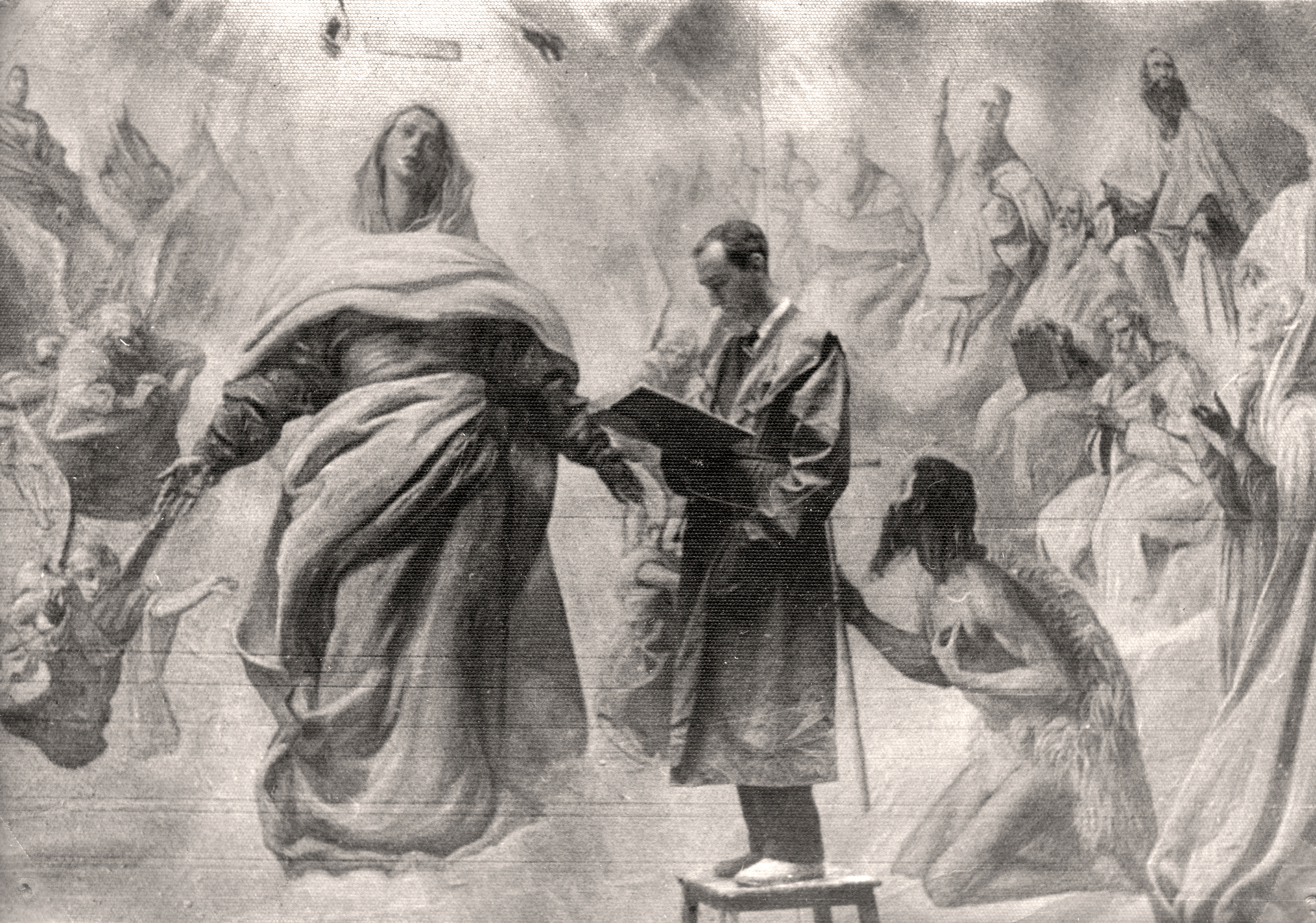 Testa dipinge la Madonna della Divina Provvidenza 1938